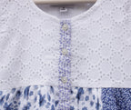 Blue & White Floral Patchwork Cotton Frock