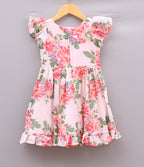 Girls’ Pink Floral Chiffon Frock
