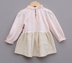Beige Dungaree with Pink Top and Floral Embroidery for Girls