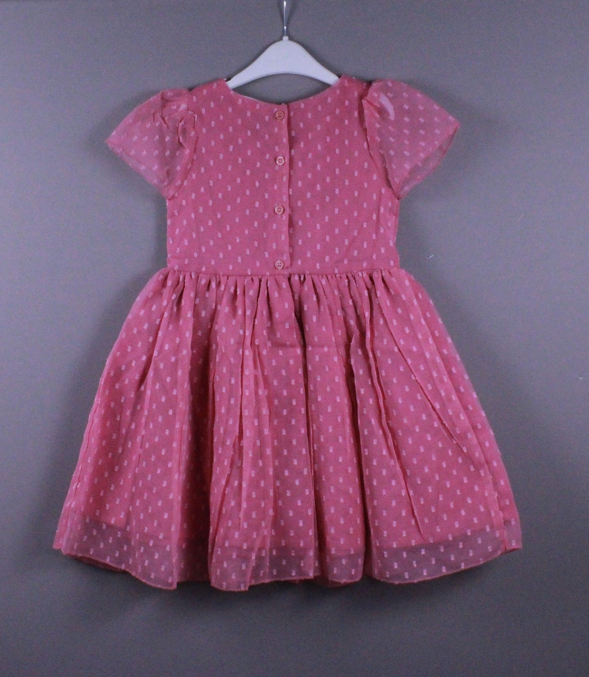 Girls Pink Embroidered Net Dress