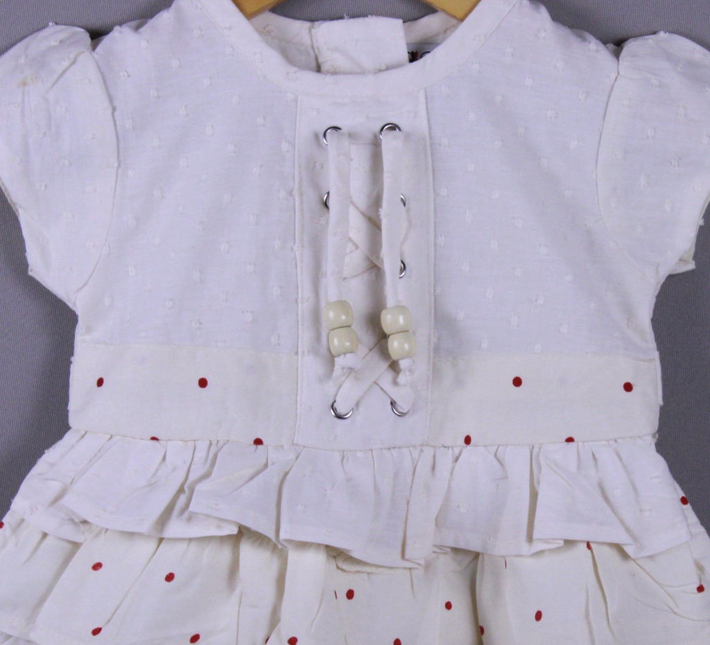 Layered Ruffle Cotton Frock with Bead Detailing for Girls