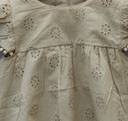 Beige Cotton Embroidered Baby Dress