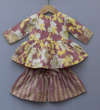 Floral Printed Ethnic Sharara Set with Potli Bag (months group)
