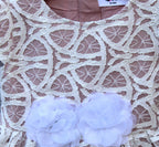 White Lace Party Dress with Floral Waist Detail