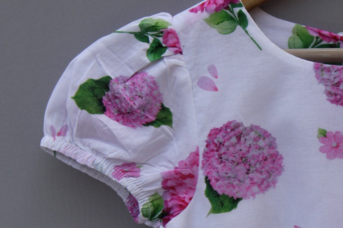 White & Pink Floral Cotton Dress