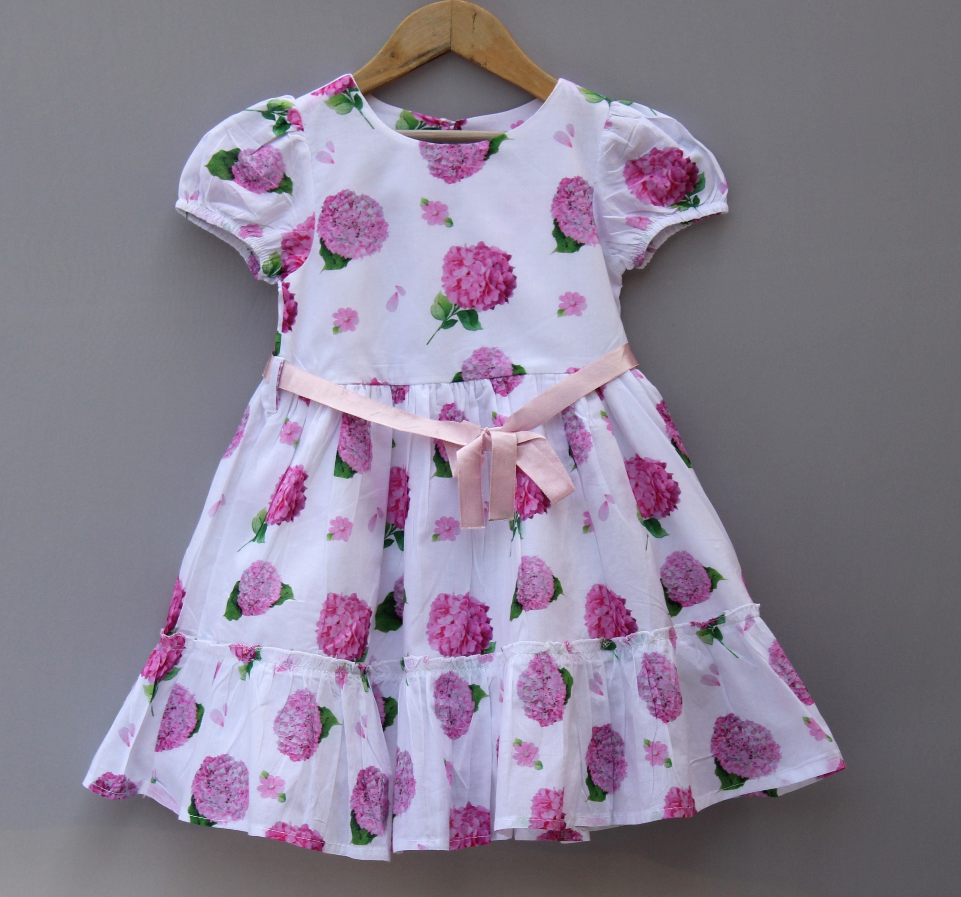 White & Pink Floral Cotton Dress