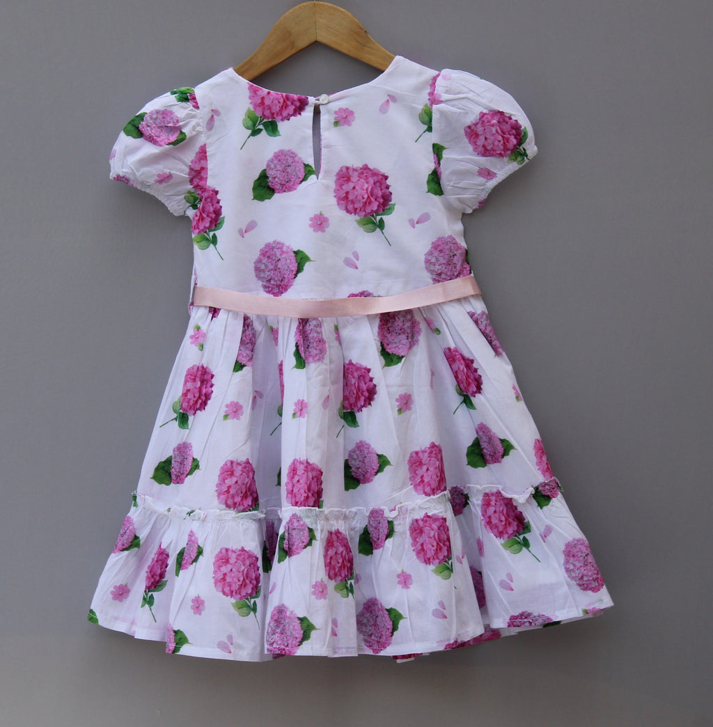 White & Pink Floral Cotton Dress