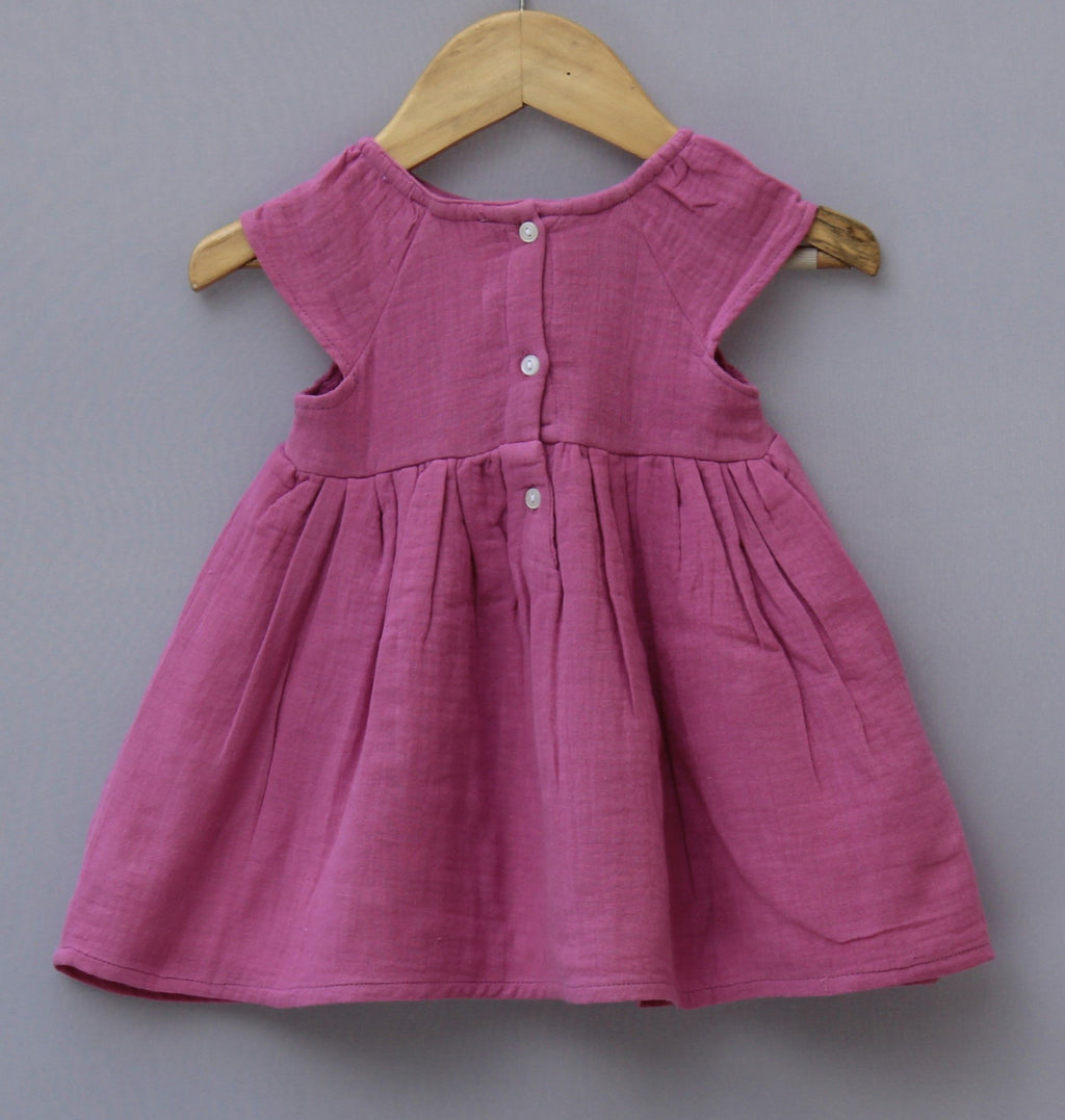 Pink Floral Embroidered Cotton Baby Dress