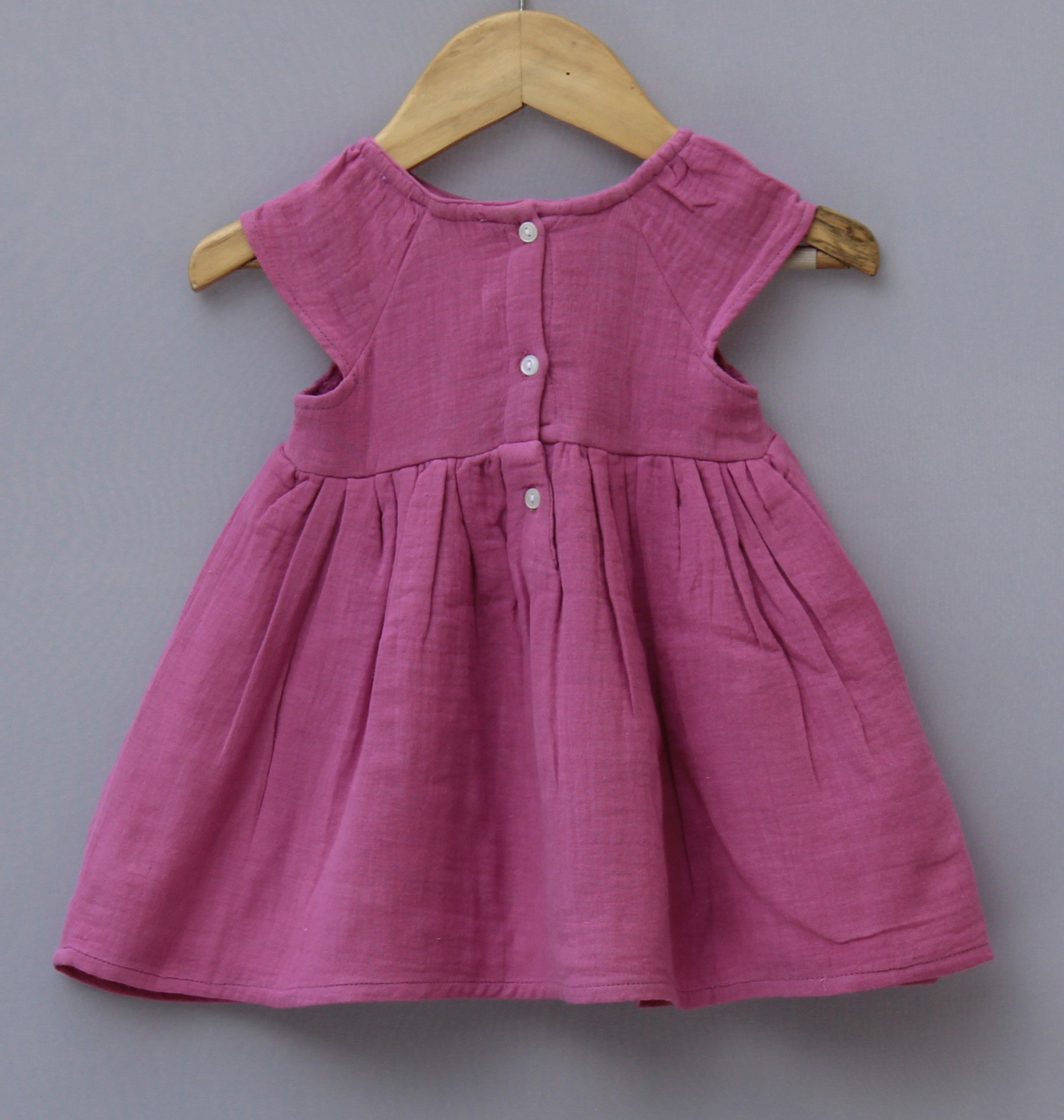 Pink Floral Embroidered Cotton Baby Dress