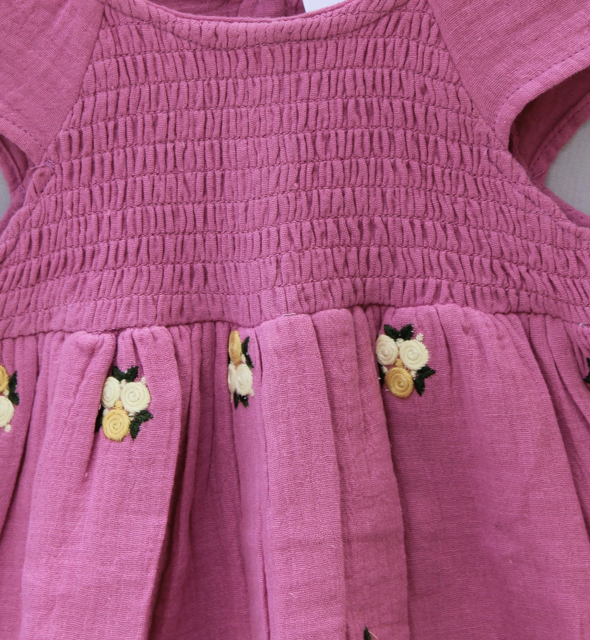 Pink Floral Embroidered Cotton Baby Dress