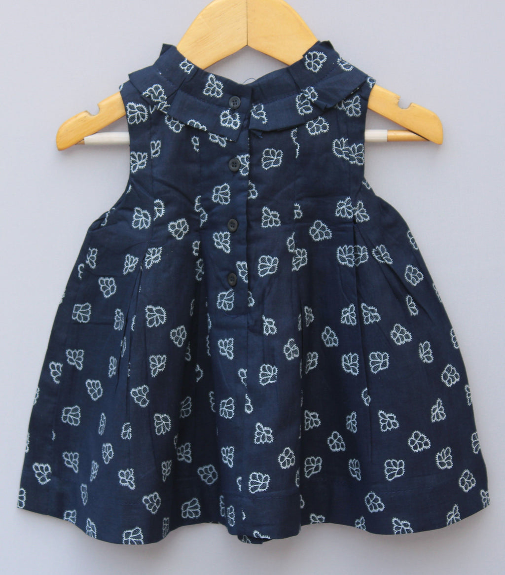 Navy Blue Printed Cotton Frock