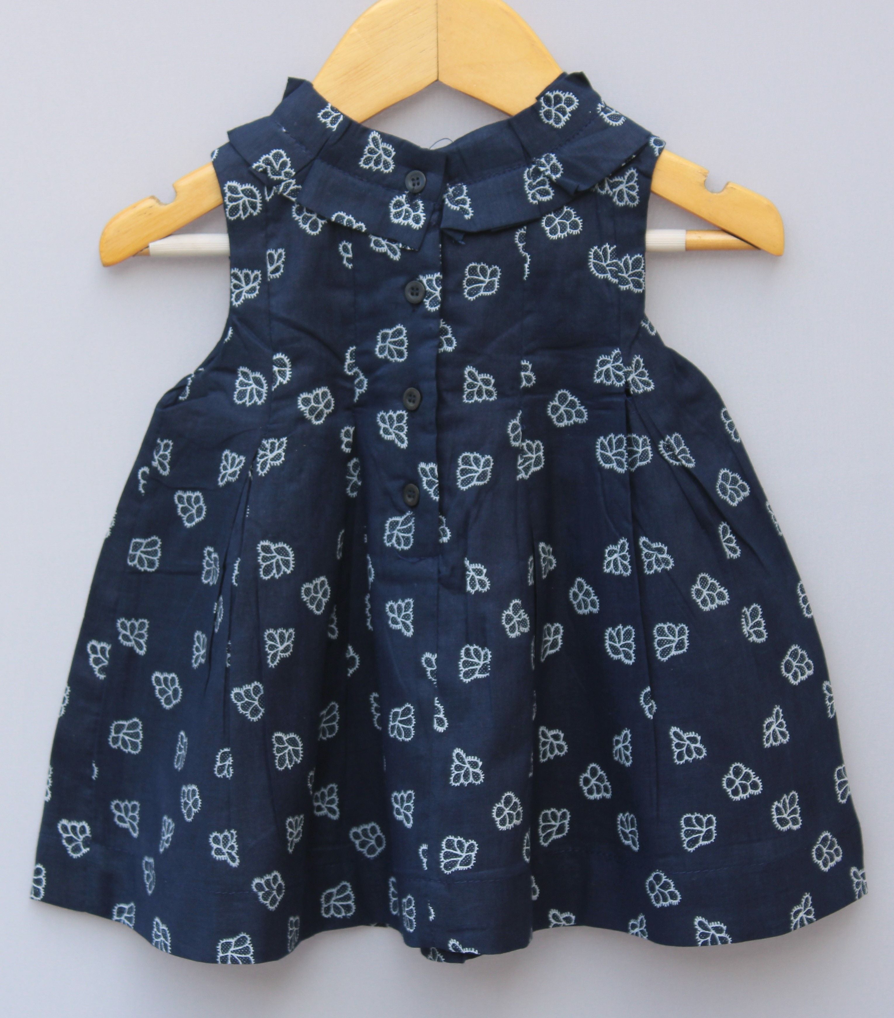 Navy Blue Printed Cotton Frock