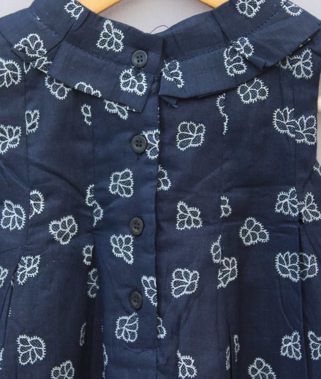 Navy Blue Printed Cotton Frock