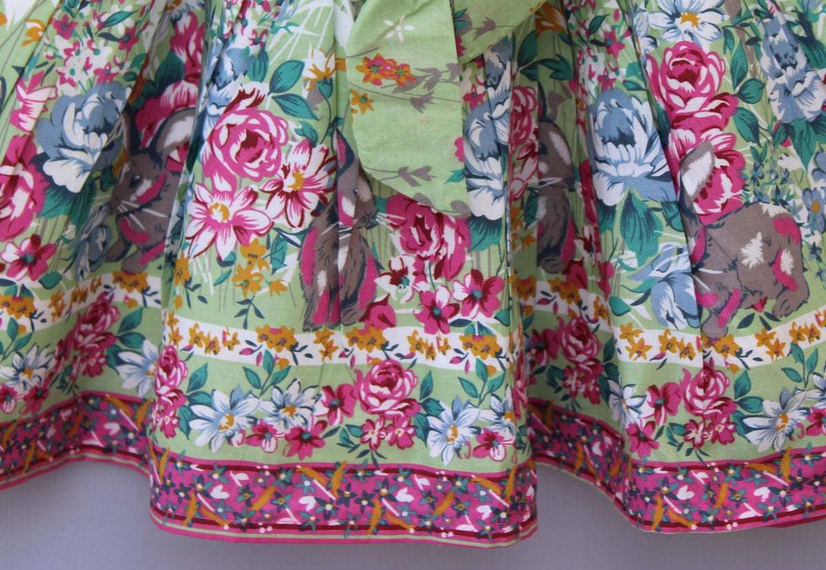 Green Floral Printed Party Dress for Baby Girl