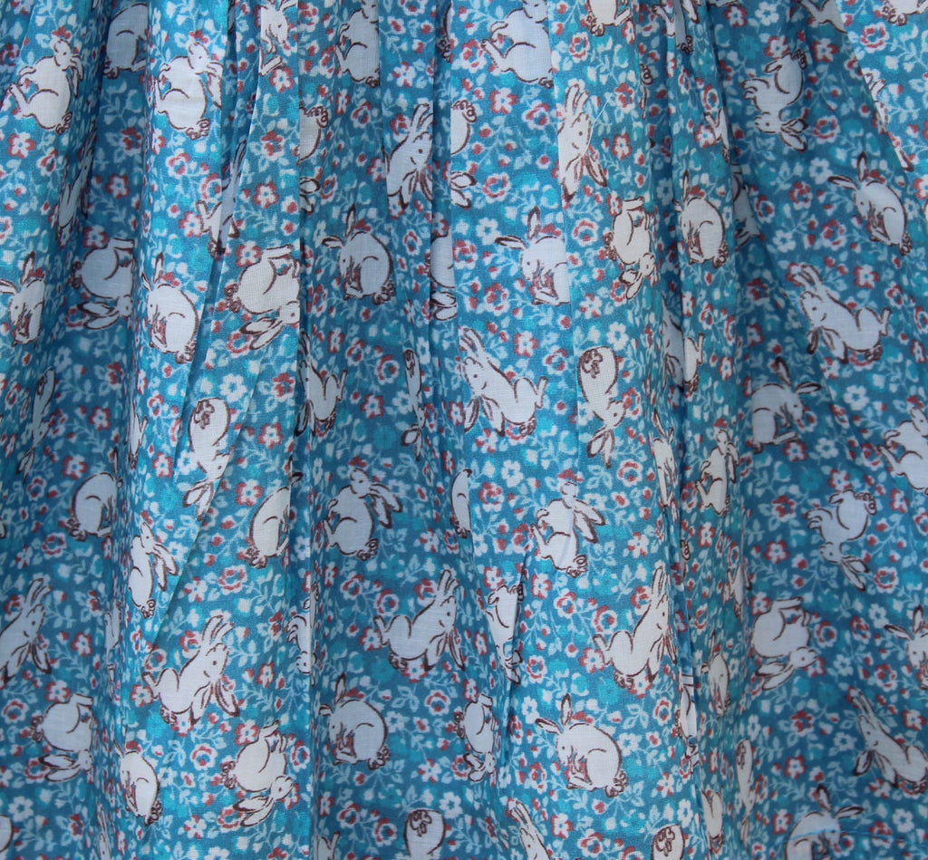 Blue Floral Printed Cotton Frock for Girls