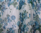 ​White & Blue Floral Lace Party Frock for Girls