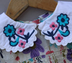 Floral Printed Cotton Frock with Embroidered Collar