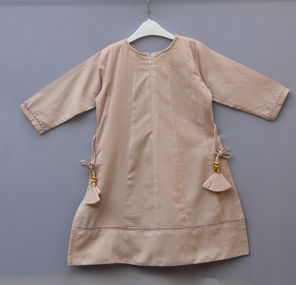 Elegant  nut-brown Embroidered Kurta with  Payjama Set for Baby