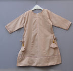 Elegant  nut-brown Embroidered Kurta with  Payjama Set for Baby