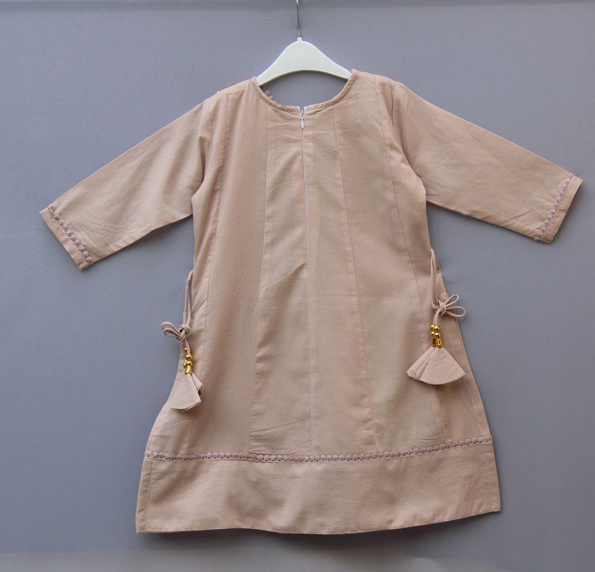 Elegant  nut-brown Embroidered Kurta with  Payjama Set for Baby