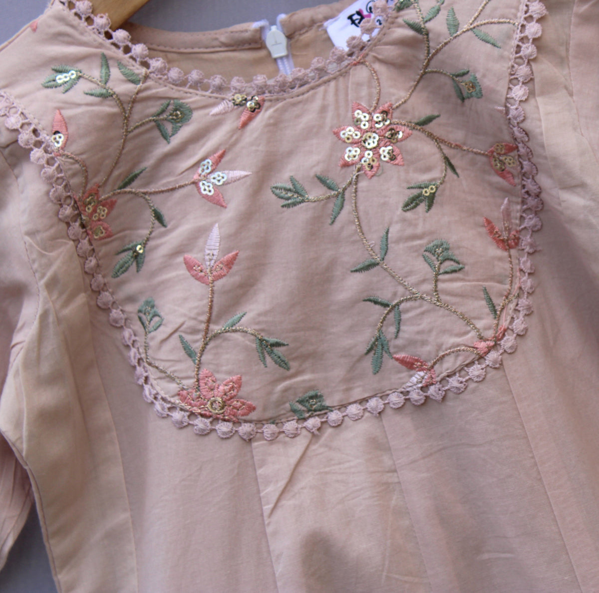 Elegant  nut-brown Embroidered Kurta with  Payjama Set for Baby