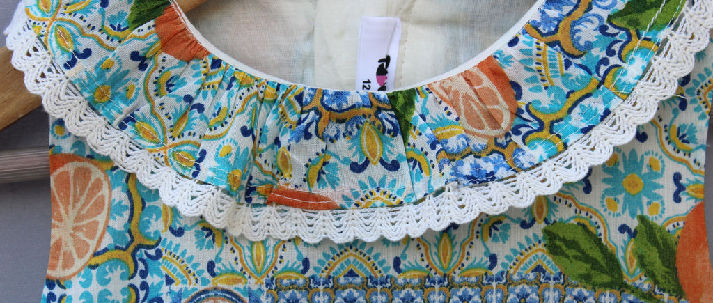 ​Tropical Fruit Printed Cotton Frock for Baby Girls