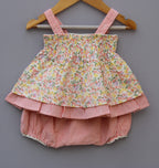 Floral Printed Cotton Top with Striped Bloomer Set for Baby Girls