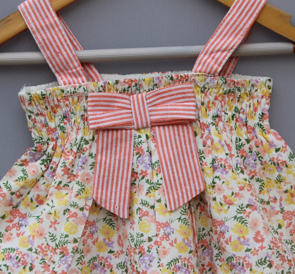 Floral Printed Cotton Top with Striped Bloomer Set for Baby Girls