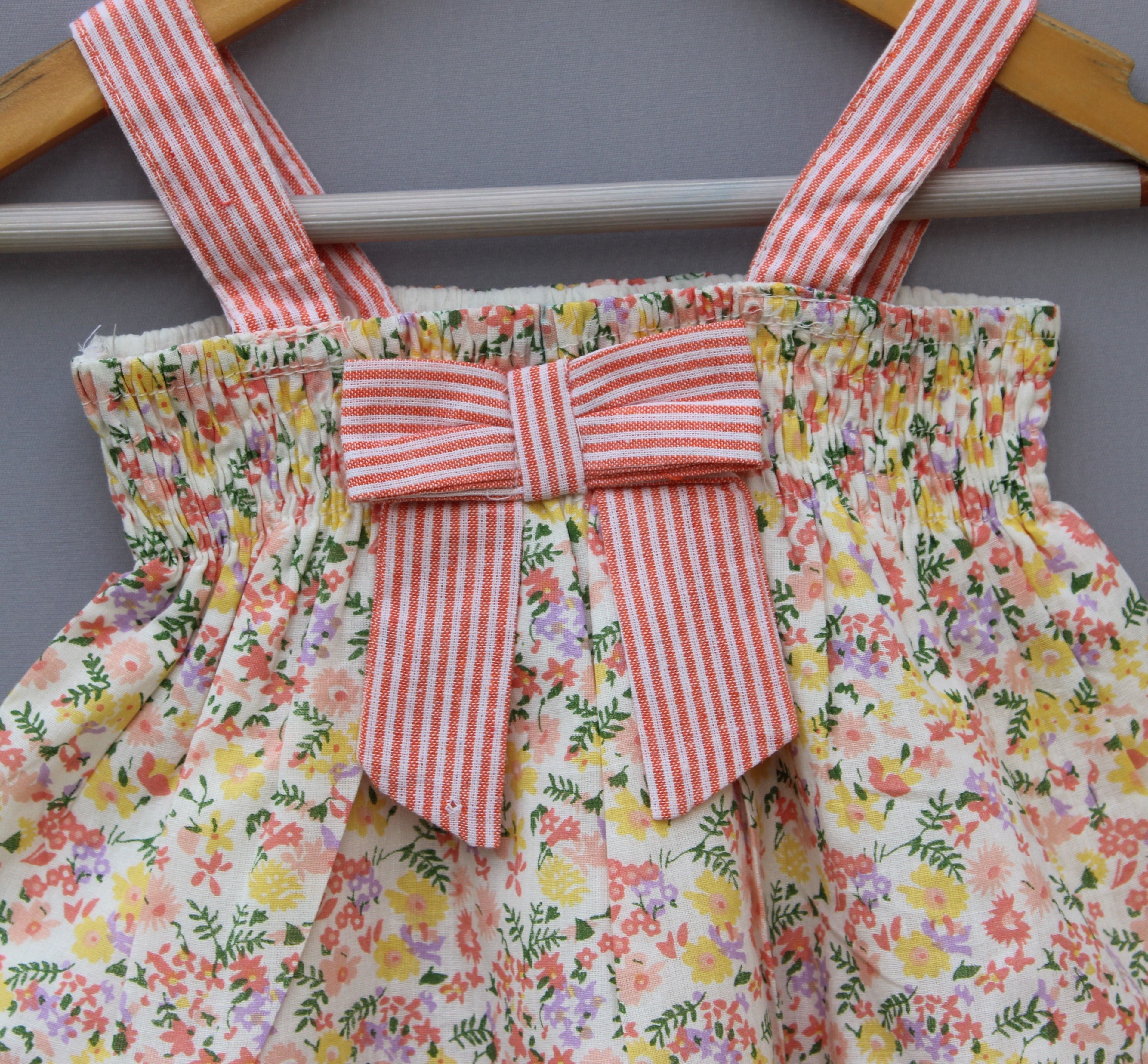Floral Printed Cotton Top with Striped Bloomer Set for Baby Girls