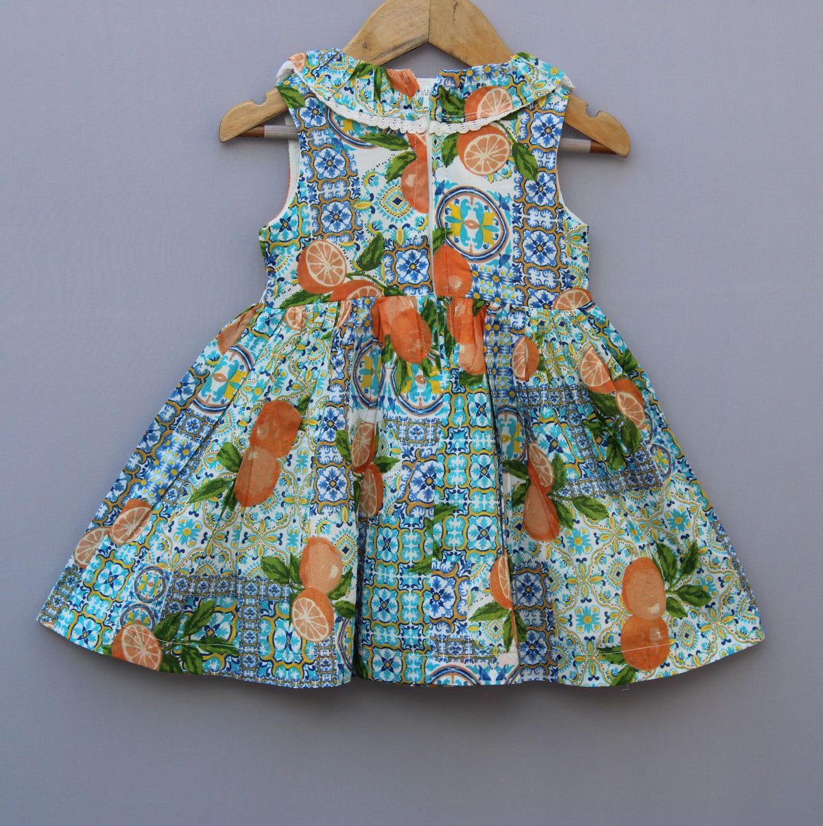 ​Tropical Fruit Printed Cotton Frock for Baby Girls