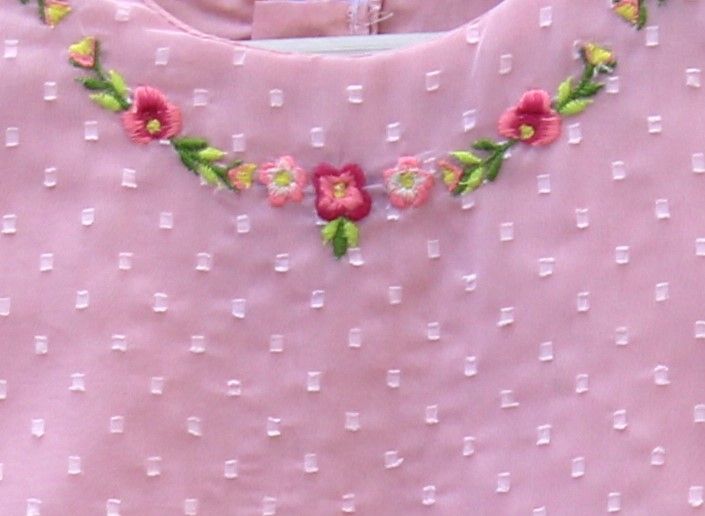 ​Pink Embroidered Net Party Frock for Baby Girls