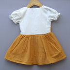 Mustard Embroidered Dungaree Dress.