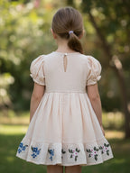 Cream Embroidered Cotton Frock