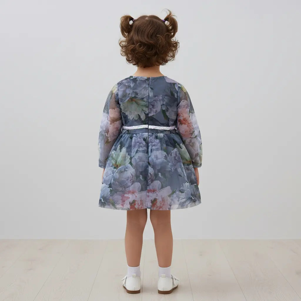 Floral Net Party Wear Frock for Baby Girls | Layered Ruffle Design