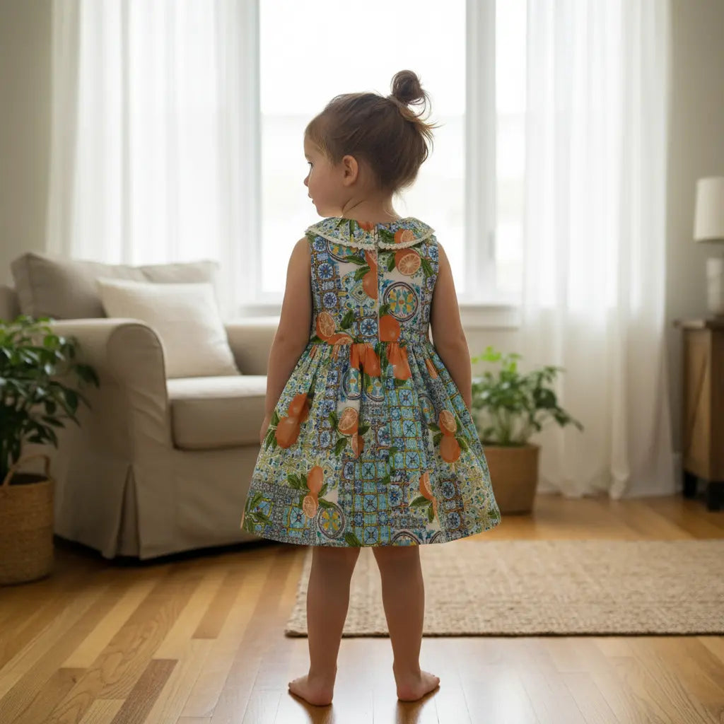 ​Tropical Fruit Printed Cotton Frock for Baby Girls