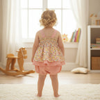 Floral Printed Cotton Top with Striped Bloomer Set for Baby Girls