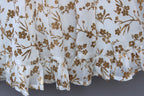 ​White and Golden Floral Print Party Frock