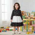 Black Floral & White Layered Party Frock for Girls