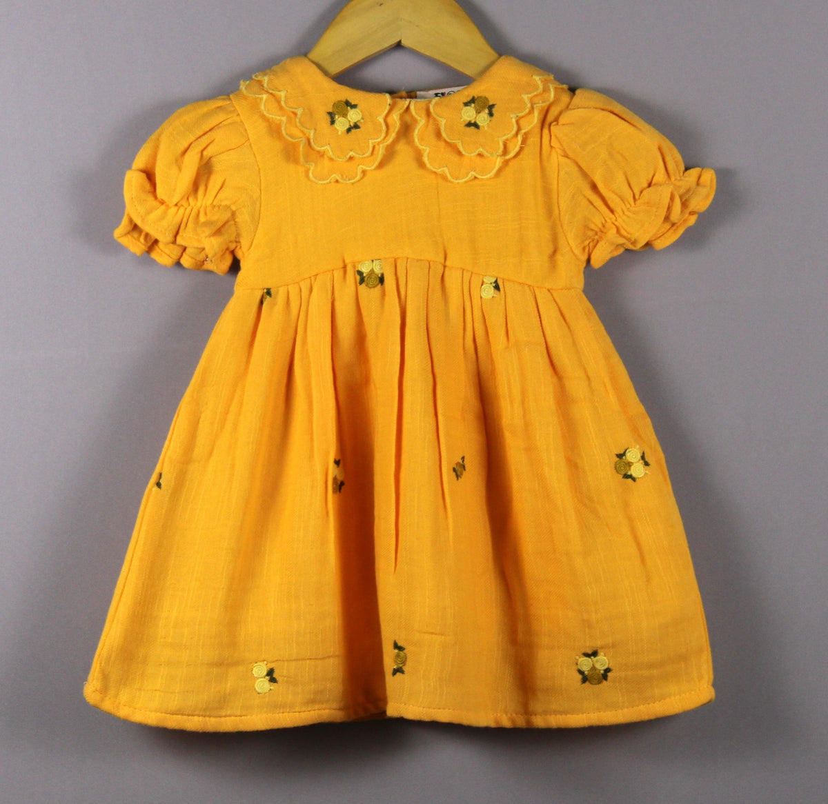 ​Mustard Yellow Embroidered  Frock
