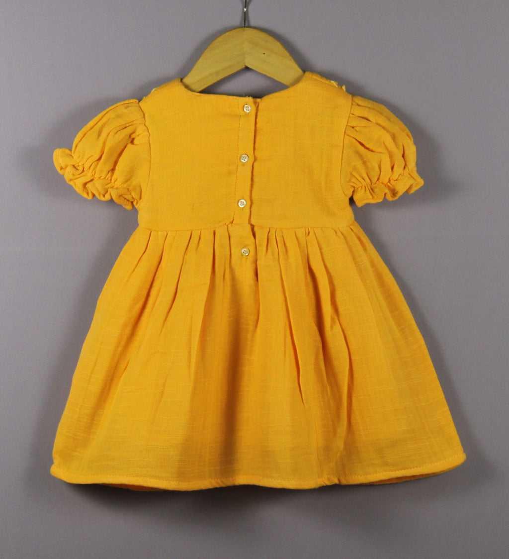 ​Mustard Yellow Embroidered  Frock