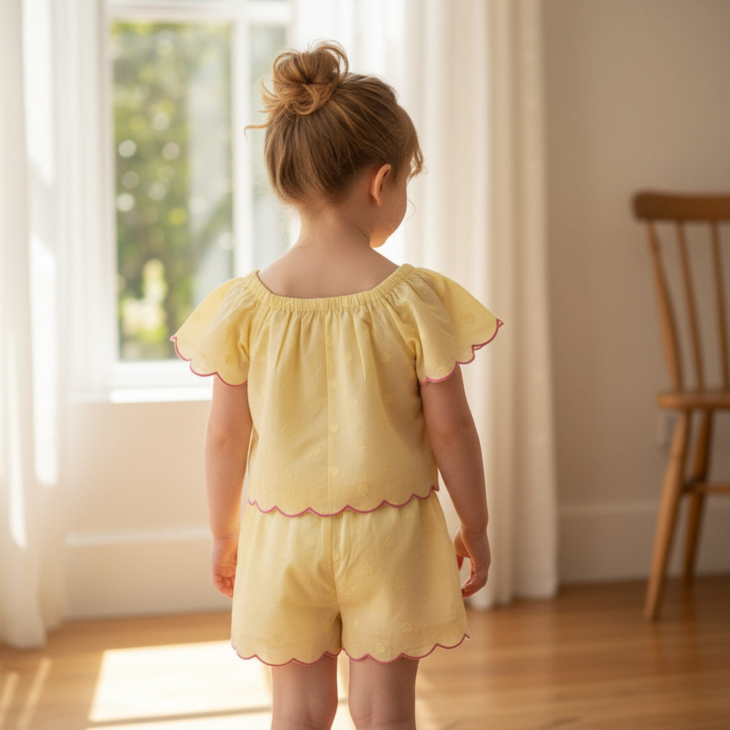 Embroidered Cotton Top and Shorts