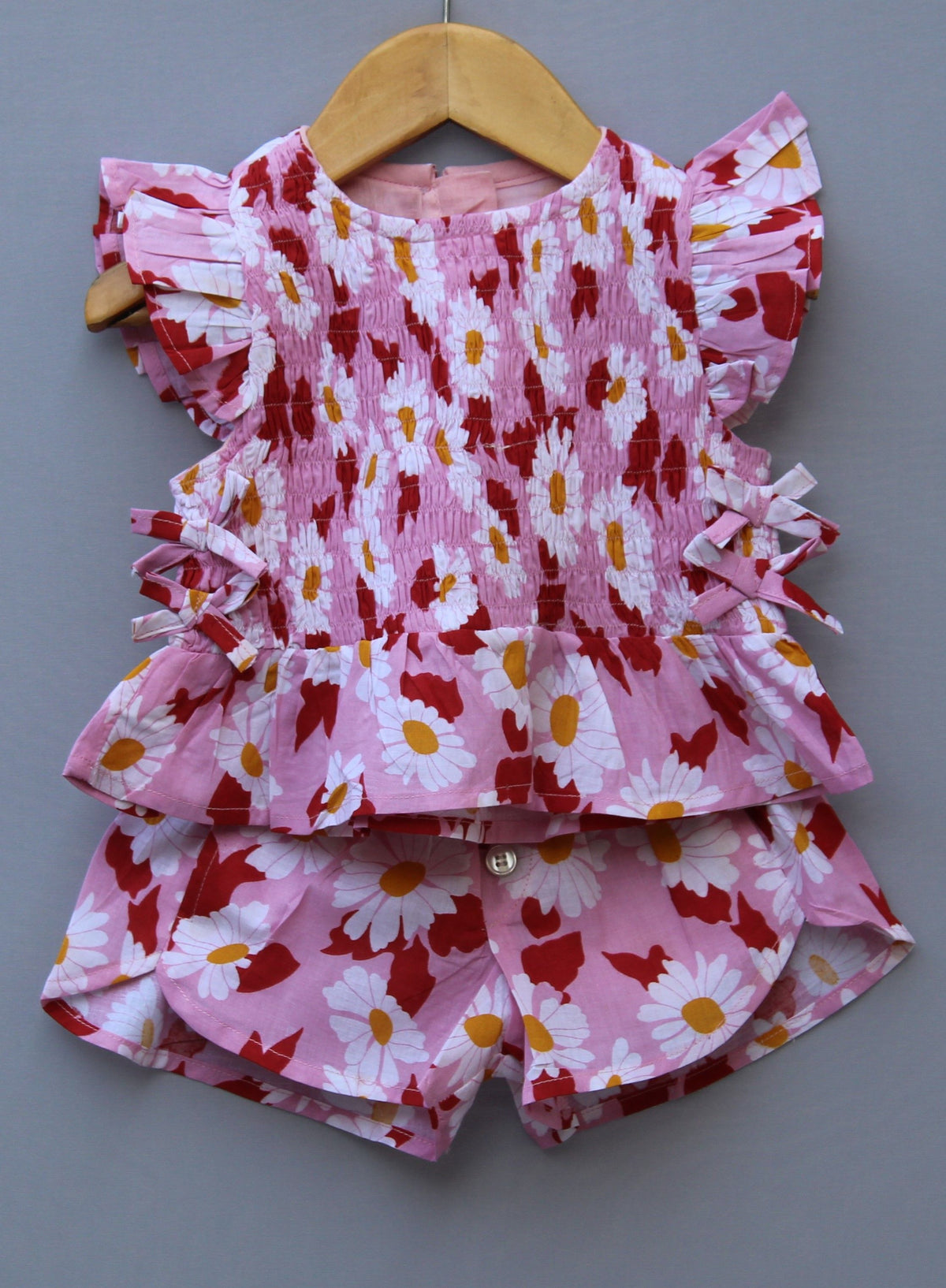 Pink Daisy Printed Cotton Co-ord Set