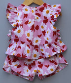 Pink Daisy Printed Cotton Co-ord Set