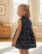 Navy Blue Printed Cotton Frock