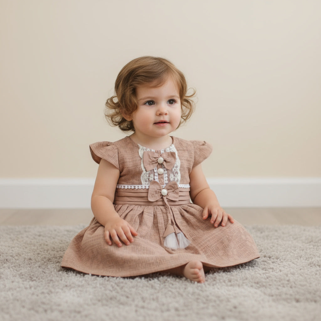 ​Girls Brown Designer Party Wear Dress