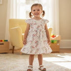 Nut brown Floral Embroidered Cotton Frock