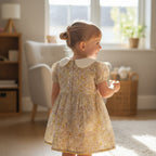 yellow floral frock is designed