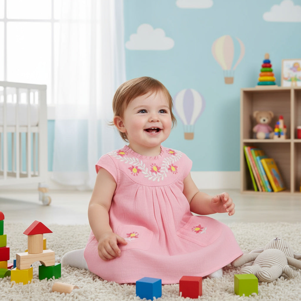 emboridry cotton dress(6 months to 3 years)