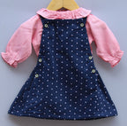 Navy Blue Polka Dot Cotton Cotra Dungaree