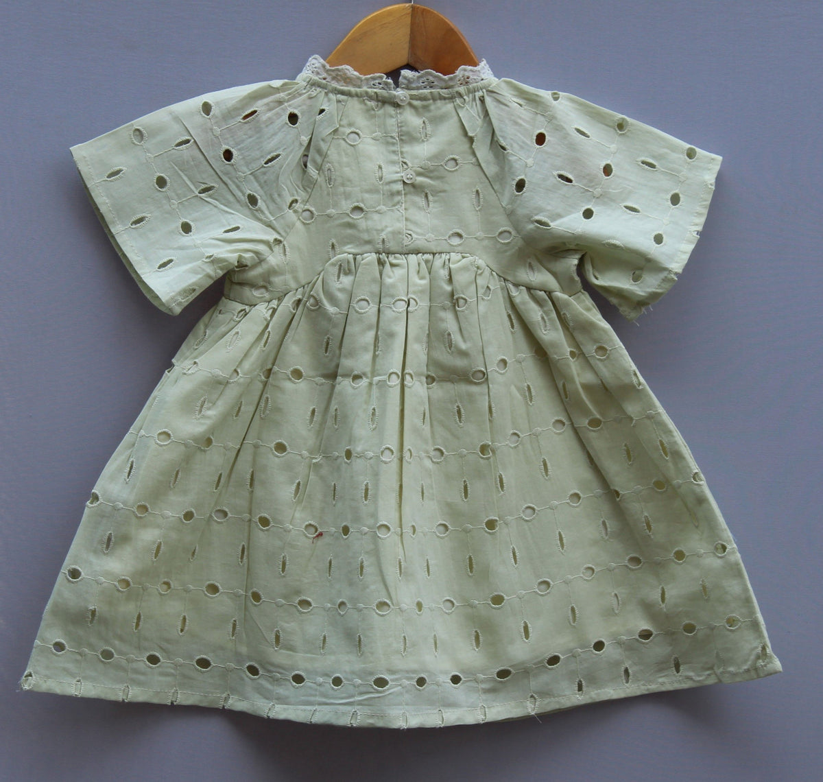 ​Pastel Green Cotton Eyelet Frock